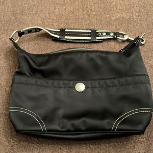 Coach Black nylon handbag with silver hardware